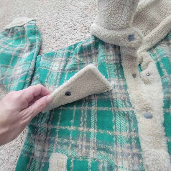 NWT Panache Apparel Womens S Westport Plaid Snap Button Sherpa Trim Jacket Green - Picture 14 of 14